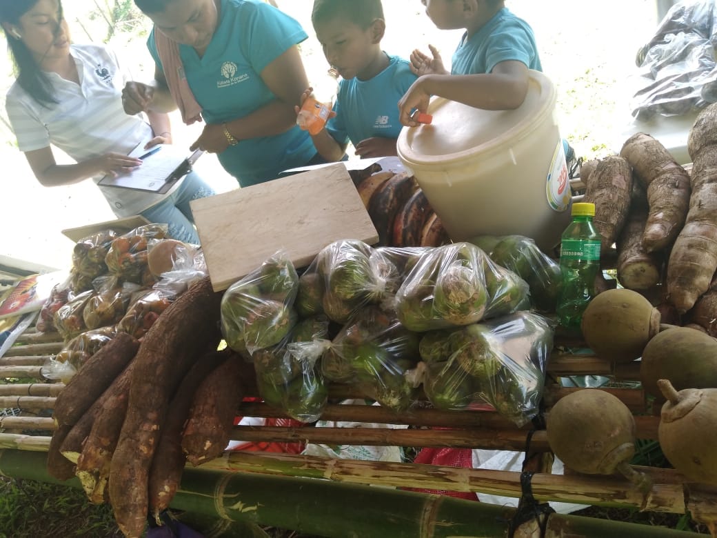 img-galeria-quote-Mujeres de la Asociación de Mujeres  Kábata  Konana. Cabécar en Talamanca vendiendo frijoles, tubérculos, frutas y vegetales para incentivar el mercado y consumo casero