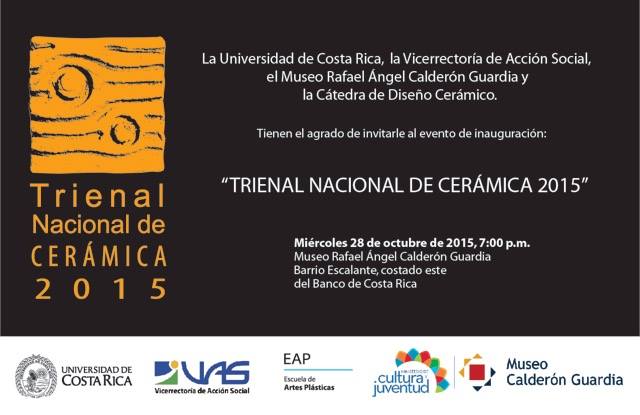 28 de octubre a las 7:00 p.m. se inaugura la Trienal Nacional de Cerámica, en el Museo Calderón Guardia