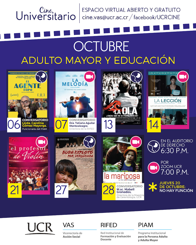 El Cine Universitario regresa a las funciones presenciales el próximo 6 de octubre con el ciclo temático “Adulto Mayor y Educación”.
