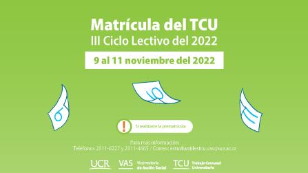 Matrícula ordinaria TCU  del III Ciclo Lectivo 2022 