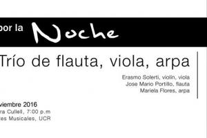 "Trio de Flauta, Viola y Arpa", con los músicos: Erasmo Solerti en el violín y la viola, José Mario Portillo en la flauta y Mariela Flores en el arpa "Trio de Flauta, Viola y Arpa", con los músicos: Erasmo Solerti en el violín y la viola, José Mario Portillo en la flauta y Mariela Flores en el arpa