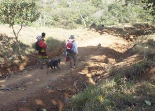 Jorge Mora y John Baltodano caminan a la recuperación desde la comunidad de Térraba hasta Finca San Andrés, por el trillo. Fotografía: Esteban Barquero Salazar. Jorge Mora y John Baltodano caminan a la recuperación desde la comunidad de Térraba hasta Finca San Andrés, por el trillo. Fotografía: Esteban Barquero Salazar.